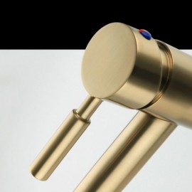 Golden Basin Mixer In Brushed Stainless Steel For Bathroom