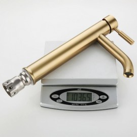 Golden Basin Mixer In Brushed Stainless Steel For Bathroom