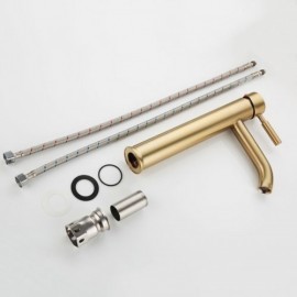 Golden Basin Mixer In Brushed Stainless Steel For Bathroom