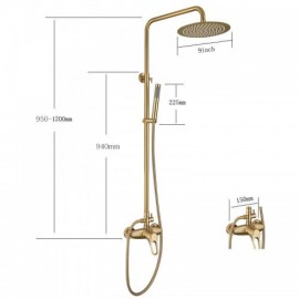 Wall Mounted Shower Faucet In Brushed Gold Brass For Bathroom