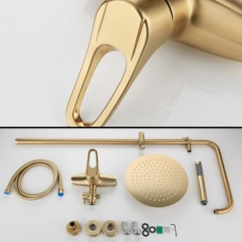 Wall Mounted Shower Faucet In Brushed Gold Brass For Bathroom