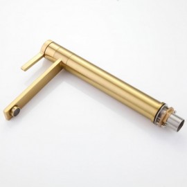 Modern Brushed Gold Brass Basin Faucet For Bathroom 360° Rotatable Water Spout