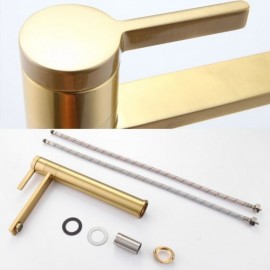 Modern Brushed Gold Brass Basin Faucet For Bathroom 360° Rotatable Water Spout