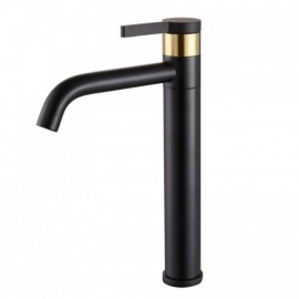 Modern Black Basin Faucet In Brass For Bathroom Rotating Water Spout