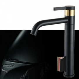 Modern Black Basin Faucet In Brass For Bathroom Rotating Water Spout