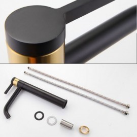 Modern Black Basin Faucet In Brass For Bathroom Rotating Water Spout