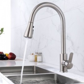 Modern Kitchen Mixer In Brushed Stainless Steel With Removable Nozzle