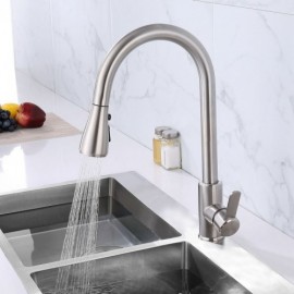 Modern Kitchen Mixer In Brushed Stainless Steel With Removable Nozzle