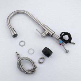 Modern Kitchen Mixer In Brushed Stainless Steel With Removable Nozzle