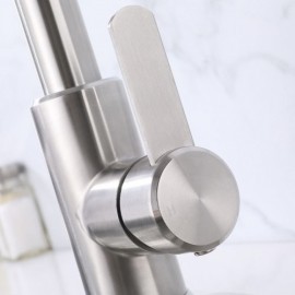 Modern Kitchen Mixer In Brushed Stainless Steel With Removable Nozzle
