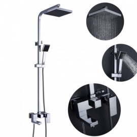 Modern Wall-Mounted Shower Faucet With Chrome Finish With Rotating Faucet