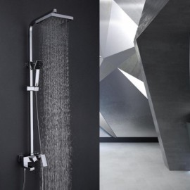 Modern Wall-Mounted Shower Faucet With Chrome Finish With Rotating Faucet
