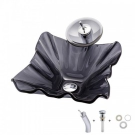 Countertop Sink In Gray Tempered Glass Diameter For Bathroom