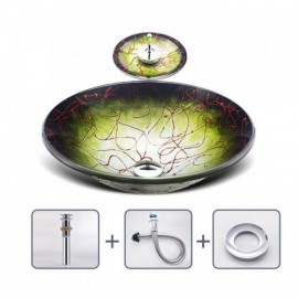 Creative Design Anamorphic Color Striped Tempered Glass Sink For Bathroom