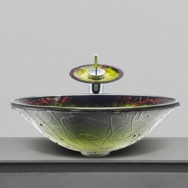 Creative Design Anamorphic Color Striped Tempered Glass Sink For Bathroom