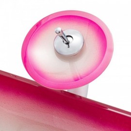 Rectangular Gradient Color Tempered Glass Sink With Waterfall Faucet For Bathroom