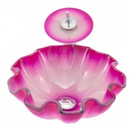 Countertop Washbasin In Tempered Glass Shell Lines For Bathroom