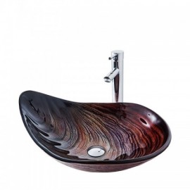 Leaf-Shaped Countertop Sink With Waterfall Faucet For Bathroom