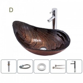 Leaf-Shaped Countertop Sink With Waterfall Faucet For Bathroom