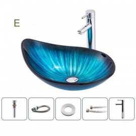 Leaf-Shaped Countertop Sink With Waterfall Faucet For Bathroom