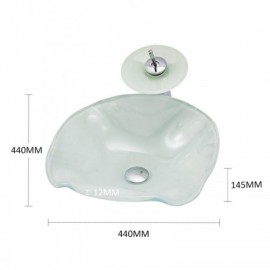 Contemporary White Tempered Glass Sink With Faucet For Bathroom
