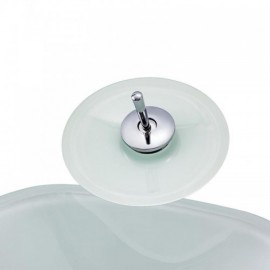 Modern White Tempered Glass Sink Square With Faucet For Bathroom