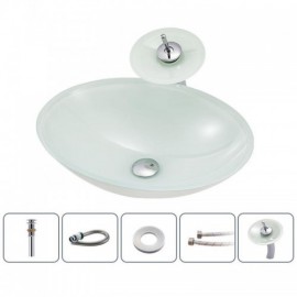 Bathroom Tempered Glass Waterfall Basin And Faucet Set