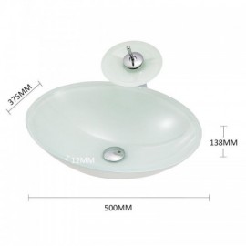 Bathroom Tempered Glass Waterfall Basin And Faucet Set