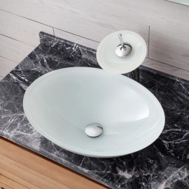 Bathroom Tempered Glass Waterfall Basin And Faucet Set