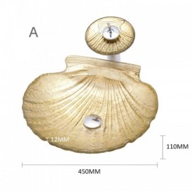 Gold Countertop Sink In Shell-Shaped Tempered Glass With Faucet For Bathroom