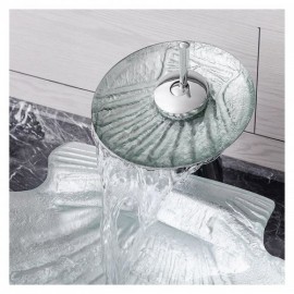 Gold Countertop Sink In Shell-Shaped Tempered Glass With Faucet For Bathroom