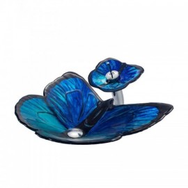 Butterfly-Shaped Blue Tempered Glass Basin For Bathroom