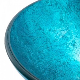 Modern Blue Tempered Glass Washbasin Round With Waterfall Faucet For Bathroom