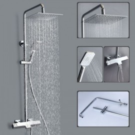 Wall-Mounted Thermostatic Shower Faucet Black/Chrome With Waterfall Faucet