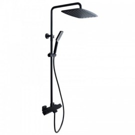 Wall-Mounted Thermostatic Shower Faucet Black/Chrome With Waterfall Faucet