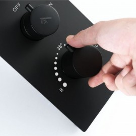 Black Thermostatic Recessed Shower Faucet With 3 Water Jets For Bathroom