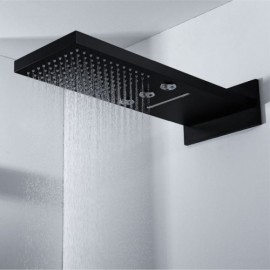 Black Thermostatic Recessed Shower Faucet With 3 Water Jets For Bathroom