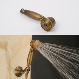 Retro Brass Shower Faucet 2 Holes 2 Handles Wall Mounted