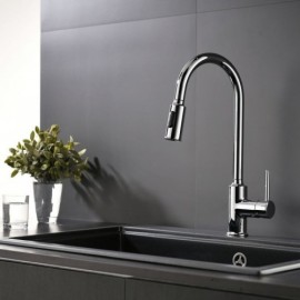 Contemporary Chrome Kitchen Faucet With Removable Nozzle