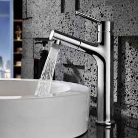 Black/Chrome Basin Faucet With Removable Nozzle High Model