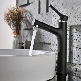 Black/Chrome Basin Faucet With Removable Nozzle High Model