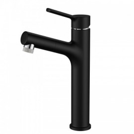 Black/Chrome Basin Faucet With Removable Nozzle High Model