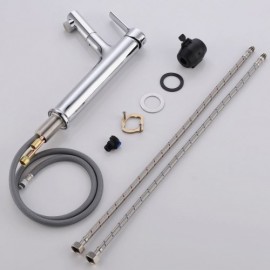 Black/Chrome Basin Faucet With Removable Nozzle High Model