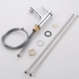 Black/Chrome Sink Faucet With Removable Nozzle Short Model