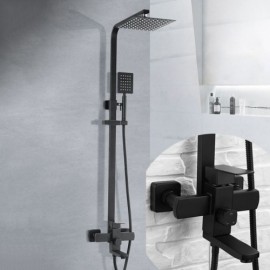 Black Stainless Steel Shower Faucet With Rotating Faucet For Bathroom