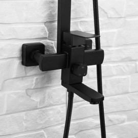 Black Stainless Steel Shower Faucet With Rotating Faucet For Bathroom