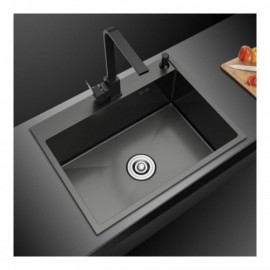 Thick Black Stainless Steel Single Bowl Sink For Kitchen