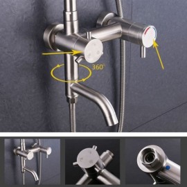 Thermostatic Shower Faucet In Stainless Steel Brushed Finish