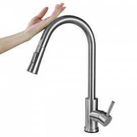 Stainless Steel Kitchen Mixer With Removable Spray And Intelligent Touch Switch