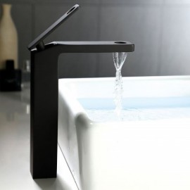 Solid Brass Waterfall Basin Faucet For Bathroom